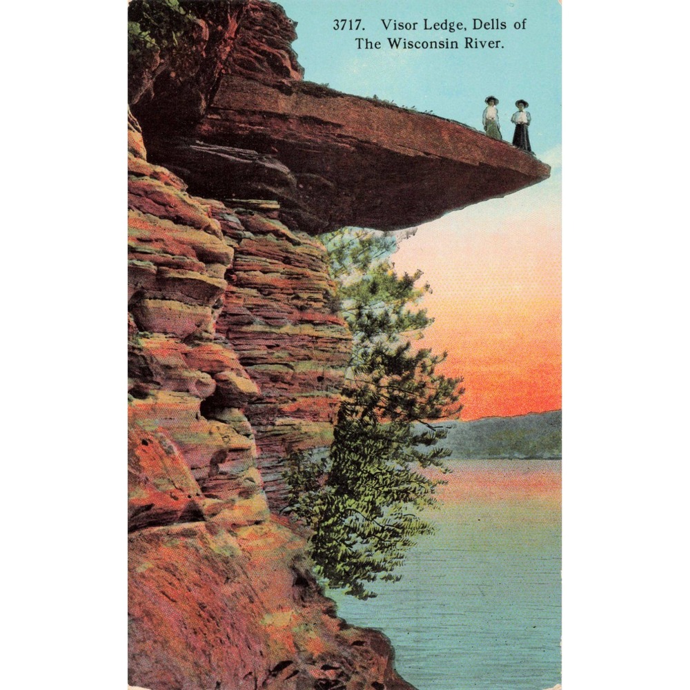 Vintage Visor Ledge Dells of The Wisconsin River Linen Postcard 3717 E.A. Bishop - Picture 1 of 2